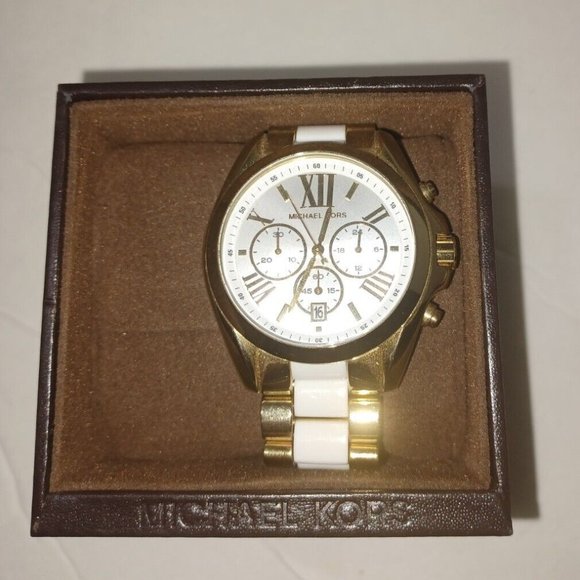 Michael Kors Bradshaw Chronograph White Dial Two-tone Ladies Watch used - Picture 1 of 6